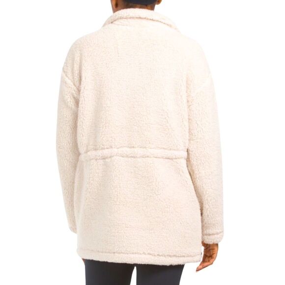 NWT Sherpa Drawstring Jacket with Woven Pockets and Placket.  Ivory.  Large - Picture 2 of 6